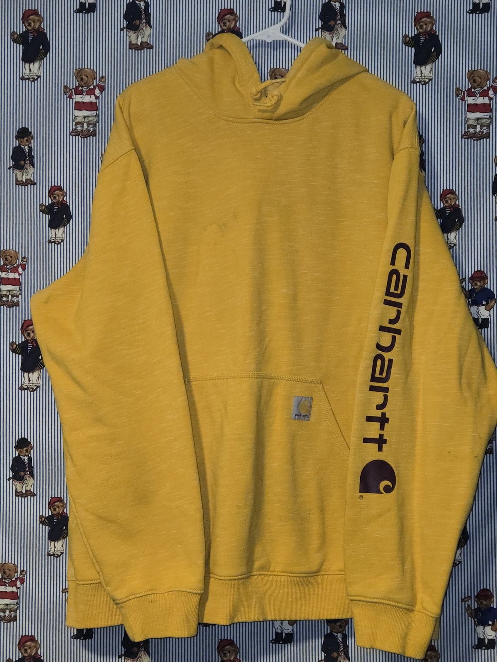 Mens Carhartt Yellow Burgandy Outdoor Work Hoodie 2xl Loose Fit